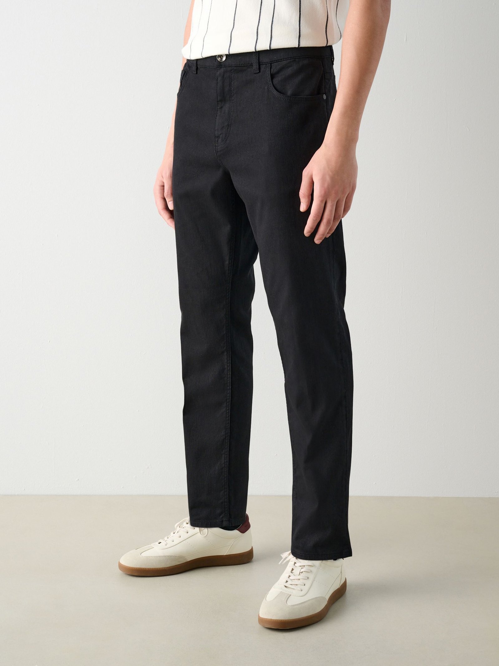 Black 5 Pocket Cotton Linen Trousers