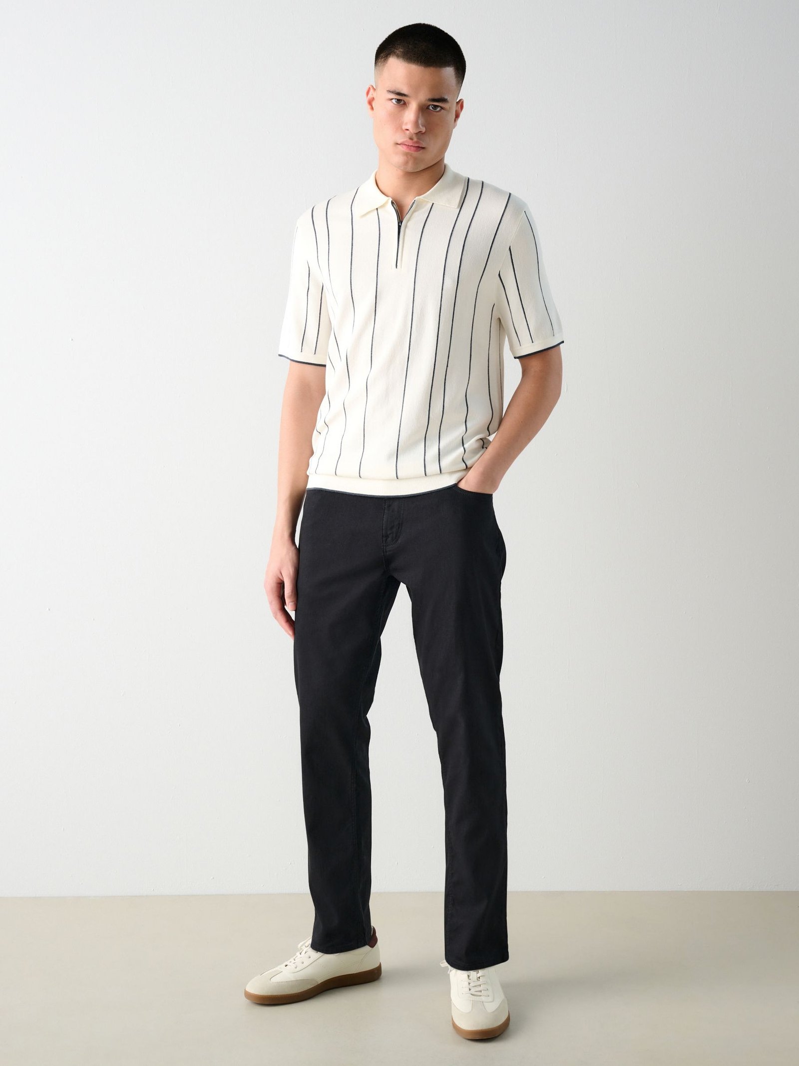 Black 5 Pocket Cotton Linen Trousers
