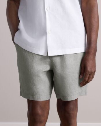 Sage Green 100% Linen Drawstring Waist Shorts